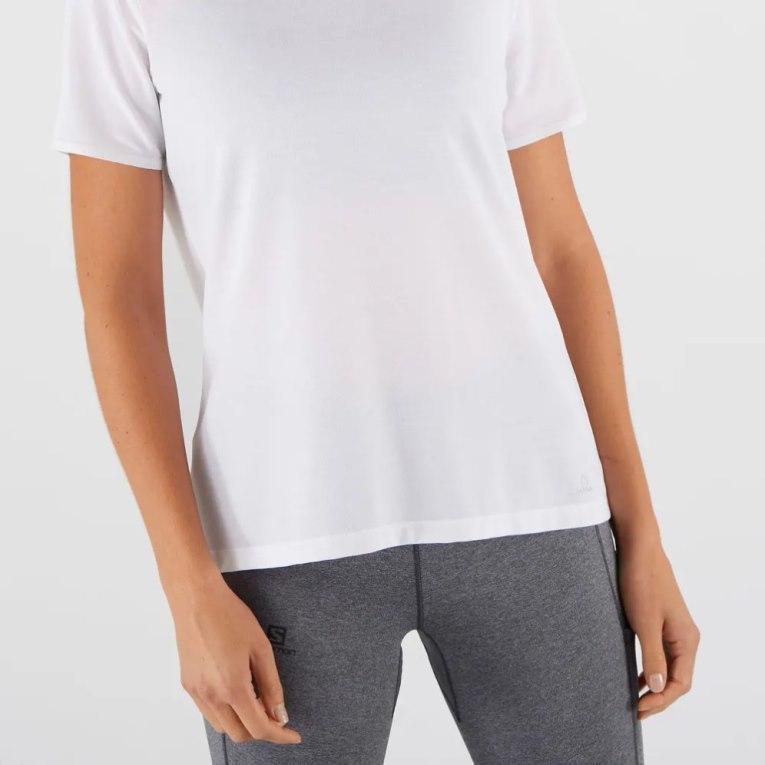 White Salomon Essential Tencel Short Sleeve Women's T-Shirts | PH 81360D